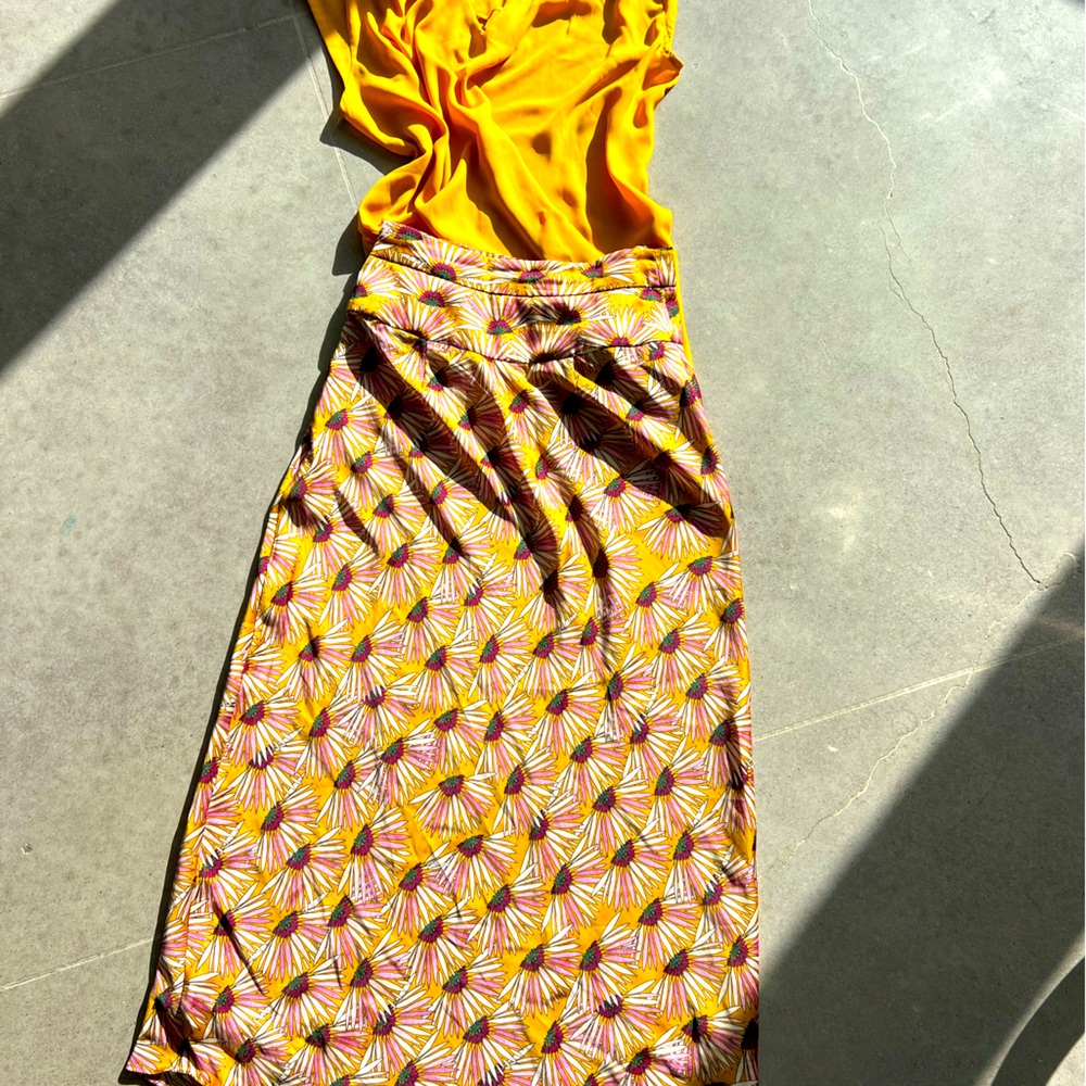 Free People Normani Daisy Print Midi Skirt | Silky Bias Cut Sz 2